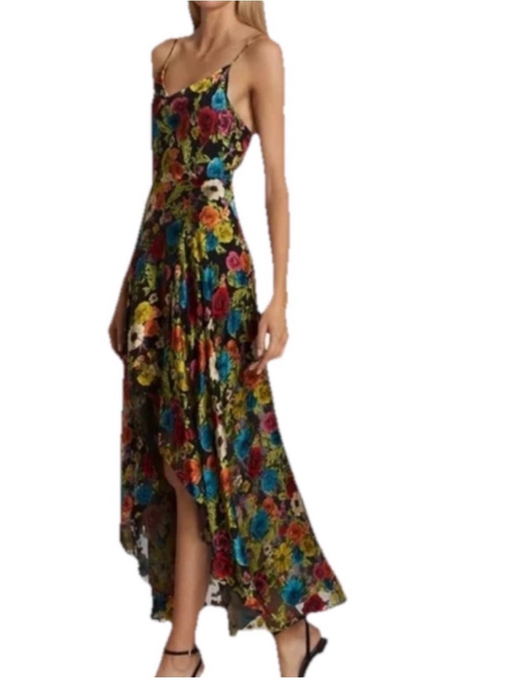 Alice + Olivia christina high low Black Floral Midi Dress